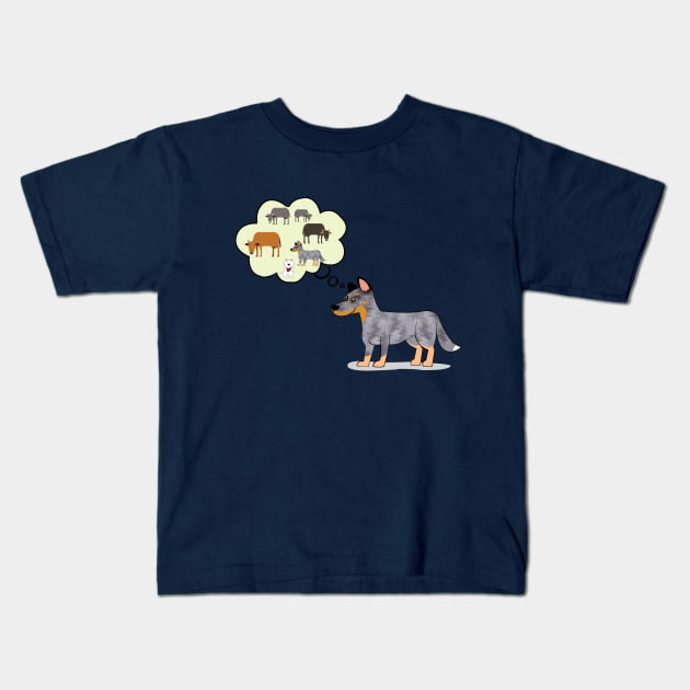 Blue heeler and westie love cattle Kids T-Shirt by Brash Ideas